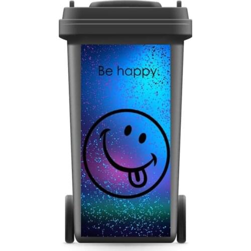DIY Creative 3D Rubbish Bin Sticker Be Happy Art Wall Mural Wall Print Decal Removable self adhesive Kitchen Accessories