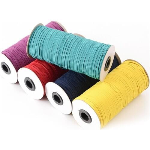 1Roll 200yards 3mm Mask Elastic Band Colorful Woven High Elastic Flat Rubber Band Waist Band Sewing Stretch Rope DIY Clothing