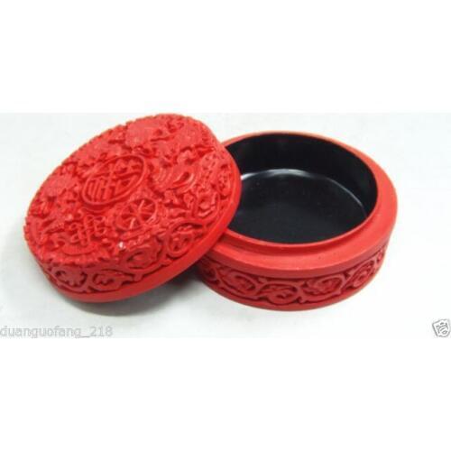 Chinese Traditional Technology Red Lacquerware engraving good luck Jewelry Box