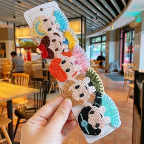 Korean Cute Colorful Wool Knitted Cartoon Princess BB Clip Childrens Hair Accessories Fashion Sweet Girl Hairpins Headwear