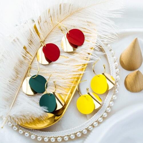 LOVR New Korean Gold Sequin Drop Earrings for Women 2020 Fashion Statement Geometric Dangle Hanging Earring Female Jewelry