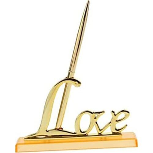 Love Metal Signing Pen with Holder for Wedding Bridal Engagement Office Pens
