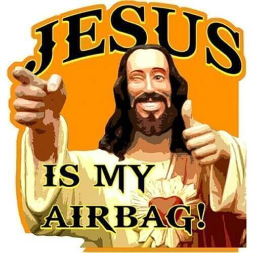 Dawasaru Jesus Is My Airbag Car Sticker Waterproof Decal Laptop Suitcase Guitar Truck Motorcycle Auto Accessories PVC,13cm*12cm