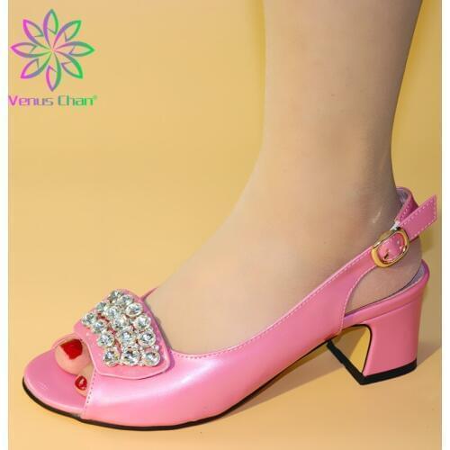 Latest pink Wedding African Shoes Without Bag Matching Set Italian Shoes Nigerian Shoes