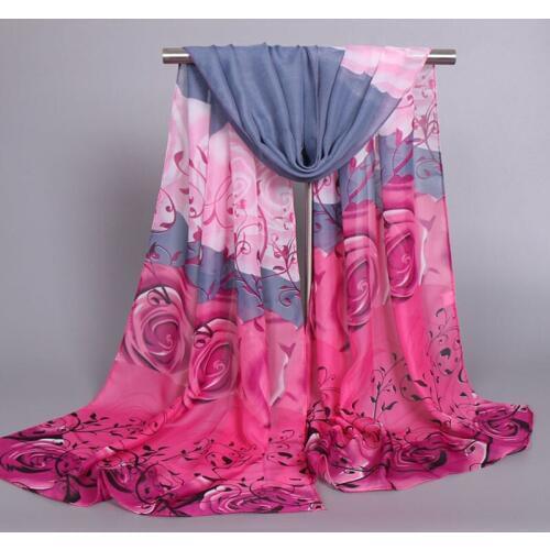 Newest slippery chiffon scarf women printed stoles girls pashmina summer hijabs wrap headband small smooth scarves 160*50cm