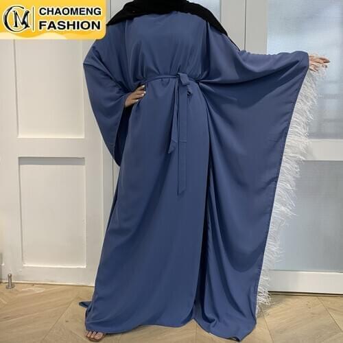 New Fashion Dress For Women High Quality Smooth Nida Abaya Bat Sleeve Islamic Robe Djellaba Femme Vestidos Turkey Women Abaya