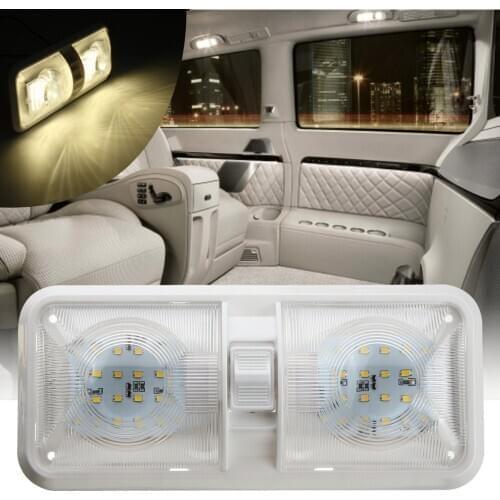 NEW Double Dome Light 12V 48 LED Interior Roof Ceiling Reading For RV Boat For Camper Trailer Plastic 1PC White