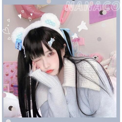 New Bear Ears Hairhoop Cosplay Brown White Headband Lolita Hand Work Costume Accessories