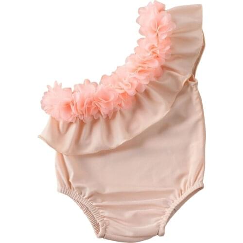 Newborn Toddler Baby Girl One Shoulder Swimsuit Infant One Piece Bathing Suit Beach Wear Sunsuit