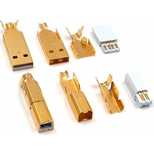 One pair High Quality Gold Plated USB 2.0 Type A to USB 2.0 Type B Male Plug Connector for DIY USB cable