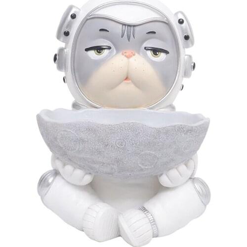 Resin Porch Key Storage Organizer Snack Cat Astronaut Tray Living Room Decoration Planet Figurines