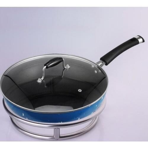 Practical and durable Storage rack Round Stainless Steel Wok Rack Thick Wok Rack Double Insulation Anti-scalding Wok Rack(large)