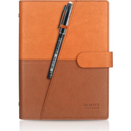 Drop shipping Brown Erasable Notebook PU Reusable Smart Wirebound Notebook pocketbook Cloud Flash Storage caderno inteligente