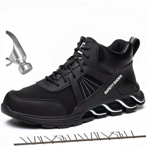Work Safety Shoes Men Blade Designer Indestructible Shoes Outdoor Steel Toe Anti Smashing Anti-slip Puncture Proof Work Boots