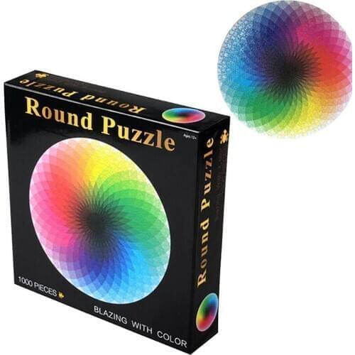 Rainbow Puzzles 1000 Pieces Round Gradient Rainbow Puzzles For Adults Educational And Jigsaw Paper Toys Toy Puzzles Jigsaw K4F9