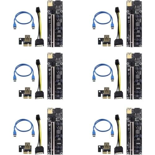 10 Pcs VER009S Plus PCI-E PCIE Riser Card 009S PCI Express Adapter Molex 6Pin SATA to USB 3.0 Cable 1X 16X Extender