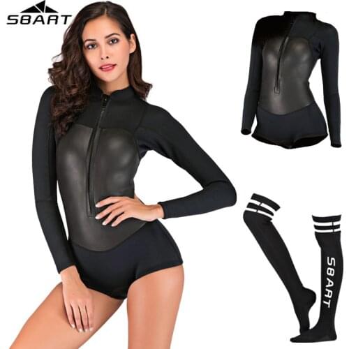 SBART Women 2MM Neoprene Spearfishing Long Sleeve Diving Suit Sun Protection Scuba Diving Surfing Anti-UV Diving Equipment