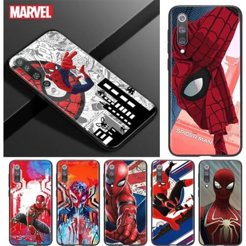 Silicone Cover Marvel Avengers Spider-Man For Xiaomi Mi 11 10T 10 9T 9 8 Note 10 Lite Pro Ultra 5G Black Soft Phone Case
