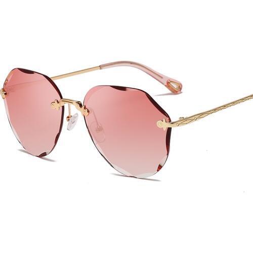 Rimless Sunglasses Luxury Brand Designer Retro Round Sunglasses 2020 New Ladies Frameless Transparent Color Lens Clear Glasses