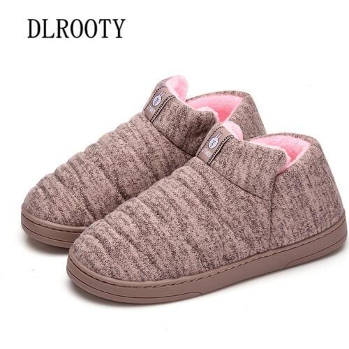 Women Winter Warm Slippers Indoor Fashion Platform Silent Non-slip Short Plush Shoes Woman Slides Flat Casual Solid Comfortable