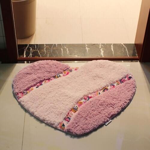 Thick Embroidery Heart Shaped Floor Mat Non-Slip Washable Creative Flower Door Mat Bathroom Rug Soft Doormat Art Pad