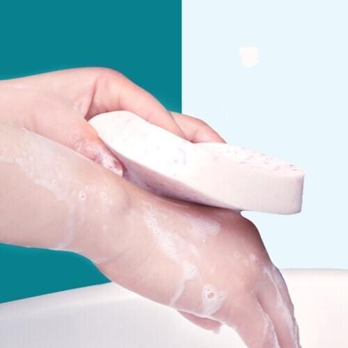 Three in a bag!3261 spot Dafang granule wash cloth seaweed wood paddle deep cleaning and exfoliating sponge