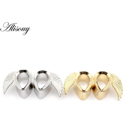 Alisouy 1pc Wing Stainless Steel Hollow Water Drop Ear Plugs Tunnel Expander Stretcher Gauges Earring Piercing Body Jewelry 6-16