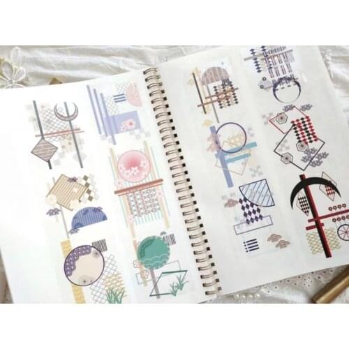Vintage Geometric Patterns PET Tape for Card Making Bullet Journal DIY Scrapbooking Label Sticker
