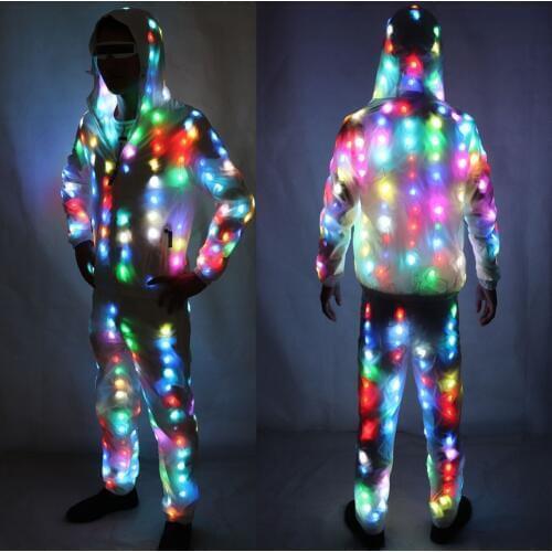 Colorful Led Luminous Costume Clothes Dancing LED Growing Lighting Robot Suits Clothing with Pants Couple Set Event Party Suppli
