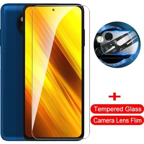 2in1 Protective Glass for Xiaomi Poco X3 NFC X3 Screen Protector on xiomi Pocox3 x3 X 3 6.67'' Camera Lens protection Film cover