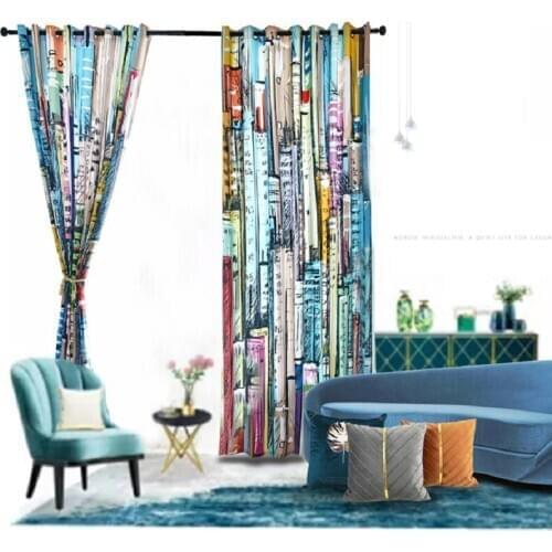 City Printed Cartoon Blackout Curtains for Study Room Office Curtains Animal Cortina for Kids Bedroom Window Treatment Curtain