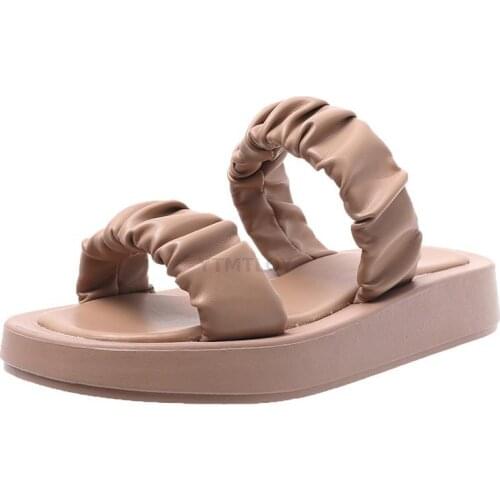 New Summer Women Slippers Luxury Brand Designer Slides Platform Beach Sandals Real Leather Flat Ytmtloy House Shoes Zapato Mujer