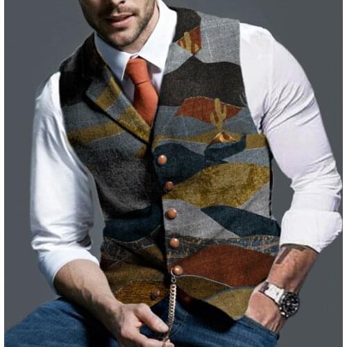 2021 mens brand new European and American cross border popular mens camouflage printing Lapel fashion slim vest