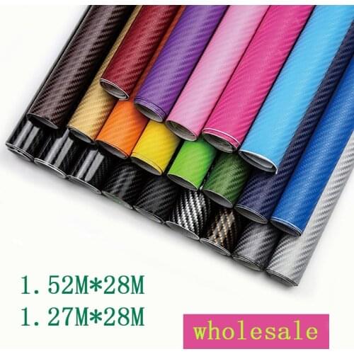 1.52*28M 3D Carbon Fiber Vinyl Car Wrap Sheet Roll Film Car stickers and Decals Waterproof Motorcycle Sticker Styling 1.27*28M