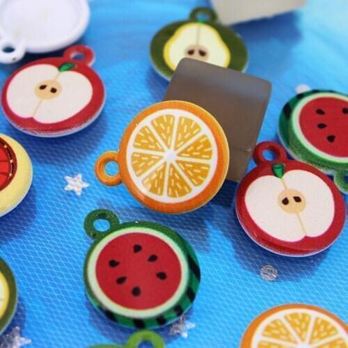 10pcs Alloy Oil Drop Printing Cartoon Fruit Watermelon Strawberry Charms DIY Making Earrings Necklace Jewelry Accessories