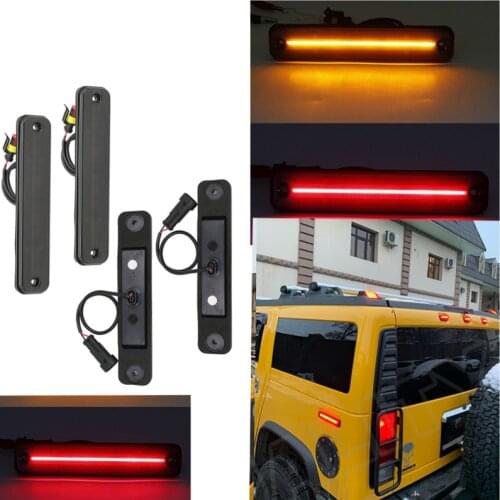 4X Smoke lens LED side marker light lamp Front+Rear Amber/Red For Hummer H2 2003-2009 H2 SUT 2005-2009
