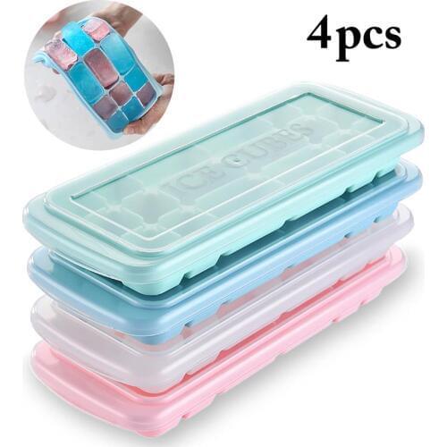 4pcs 18-Hole Food Grade Silicone Ice Cube Mold Ice Tray with Lid Square-shape DIY Ice Mold Sushi Mold Cookie Mold with Cover