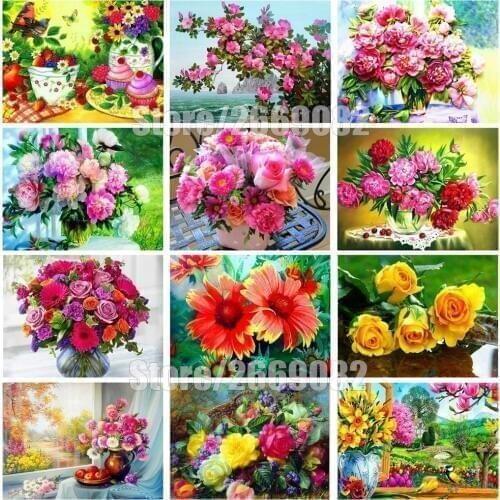 5D DIY diamond painting flower landscape needlework diamond embroidery floral cross stitch mosaic home decoration gift TT1135