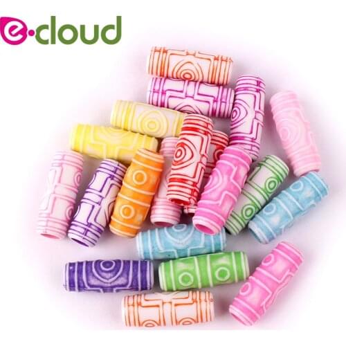 60pcs/lot Mixed Color 7mm Hole Acrylic Plastic Hair Beads for Crochet Braiding Hair Colorful Dreadlock Beads Hair Cuff Clips