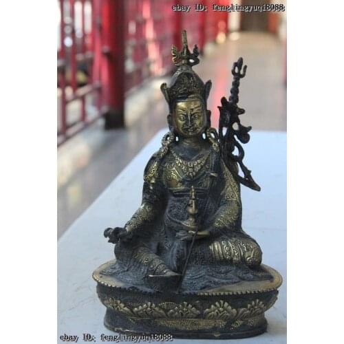 8" Tibet Temple Bronze Copper Padmasambhava Buddha Bodhisattva Padmakara Statue Discount 55