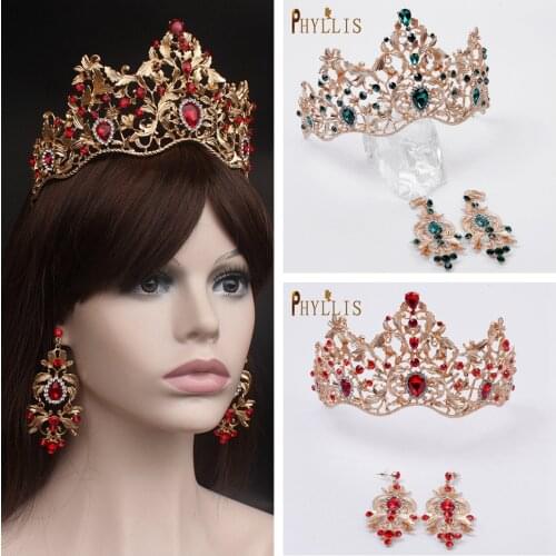 A290 Red Blue Crystal Bridal Crown Wedding Princess Tiara Headpiece Birthday Headband for Women Hair Accessories for Prom Party