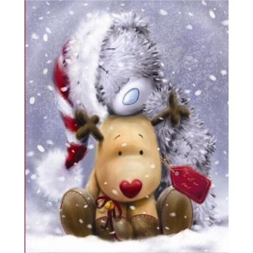 New 5D DIY Full Round Diamond Painting Cartoons "Bear Deer"3D Embroidery Cross Stitch Rhinestone Mosaic Home Decor Gift Yc432