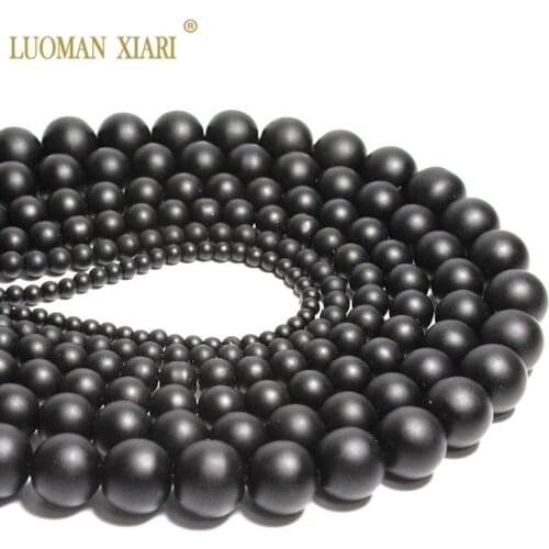 Wholesale Natural Stone Beads Round Black Dull Polish Matte Onyx For Jewelry Making DIY Necklace Bracelet 4/6/8/10/12/14 mm
