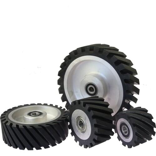 Dia. 75mm - 200mm Serrated Rubber Contact Wheel Sanding Belt Polishing Wheel
