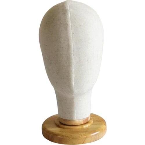 Mannequin Head Wig Making Head Cork Canvas Head Wig Hat Glasses Display With Mount Hole with Stand, 21.26inch