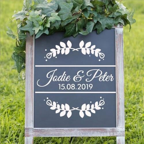 Personalized Wedding Custom Name Self Adhesive Vinyl Wall Art Decal For Wedding Hall Decor Wall Sticker prenom auto adhesif