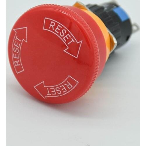 5pcs Red Mushroom DC 30V 5A / AC 250V 3A Emergency Stop/e-stop Push Button Switch 3pins NO+NC when pressed, twist to release
