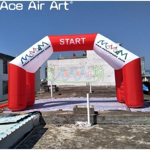 Red and white arch door inflatable start finish line,4 legs free standing arches with printed advertising logo for US