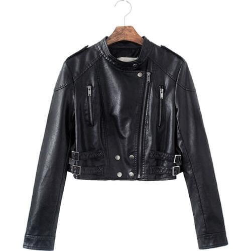 New Autumn Women Pu Leather Jacket Woman Zipper Short Coat Female Black Punk Bomber Faux Leather small Outwear spring fashion