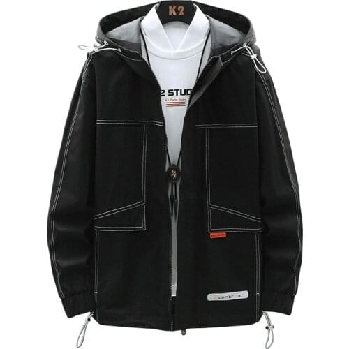 Jacket men spring new trendy hooded overalls Outerwear casual clothes Windbreaker Long Sleeve Streetwear Hoodies thin Coats